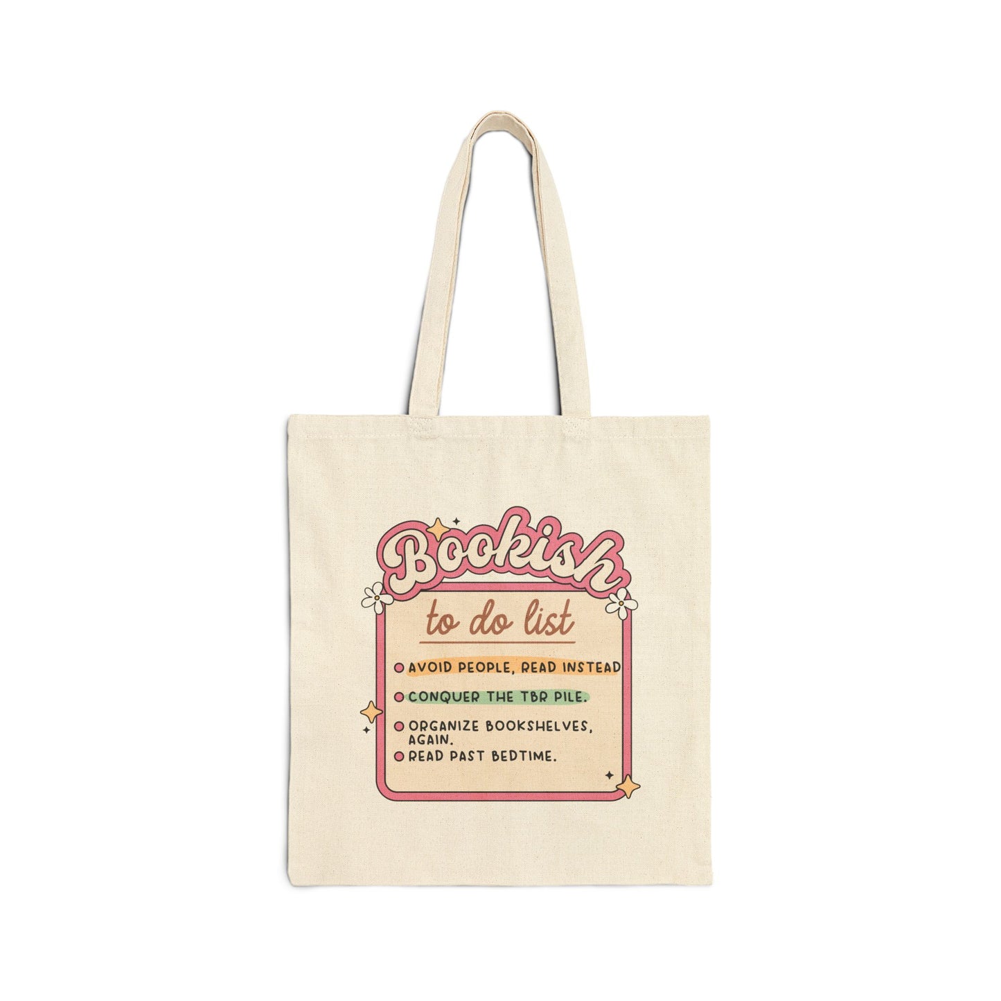 Bookish Tote Bag — "Bookish To Do List" Canvas Book Lover Tote