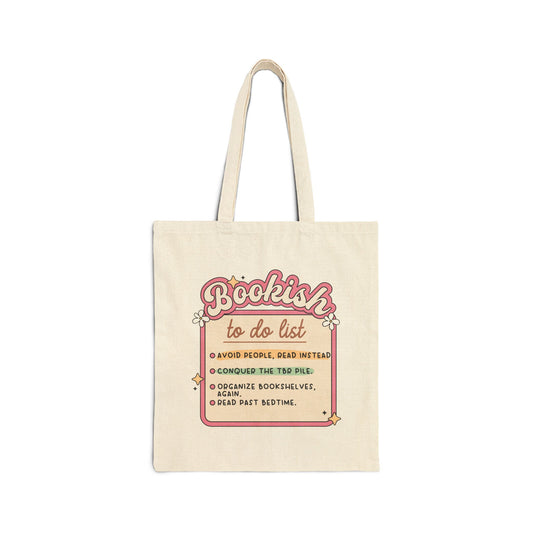 Bookish Tote Bag — "Bookish To Do List" Canvas Book Lover Tote