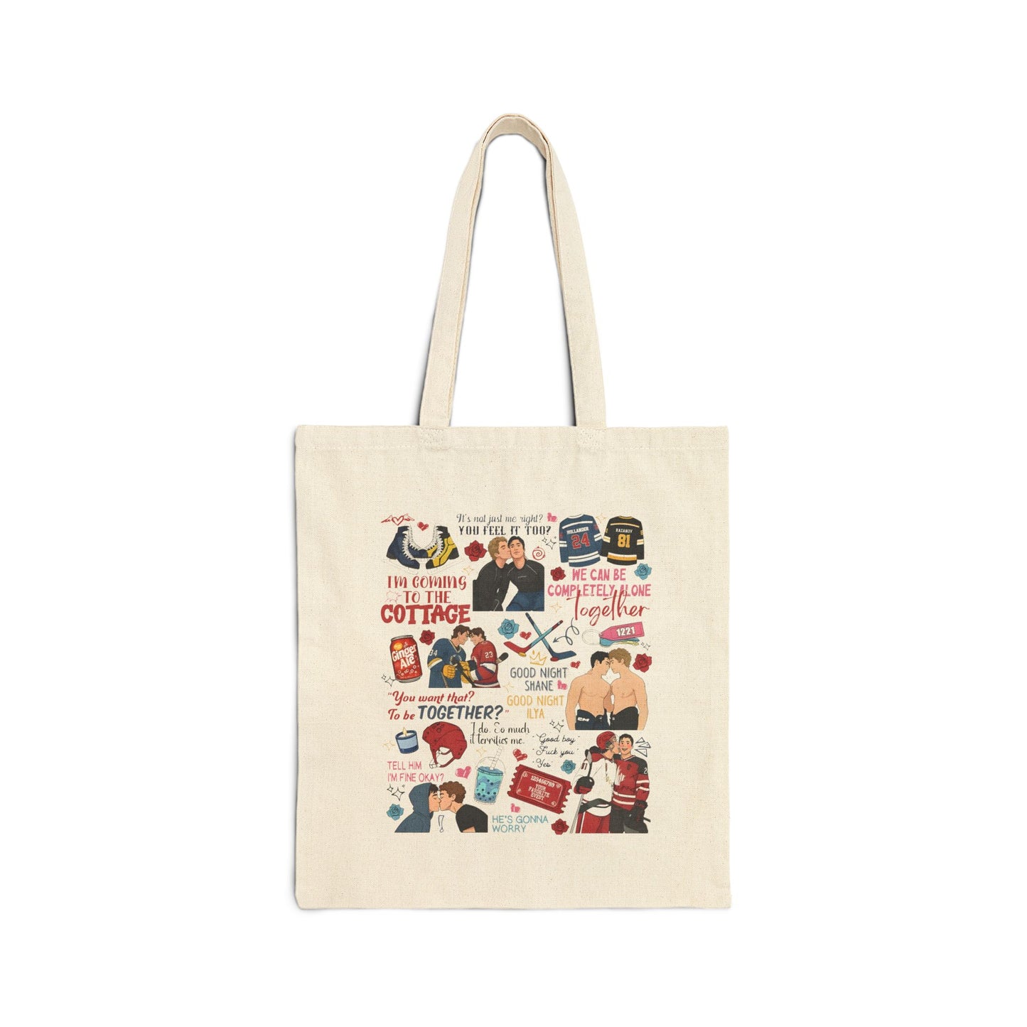 Canvas Tote Bag — Cute Illustrated Collage Design (Custom Print)