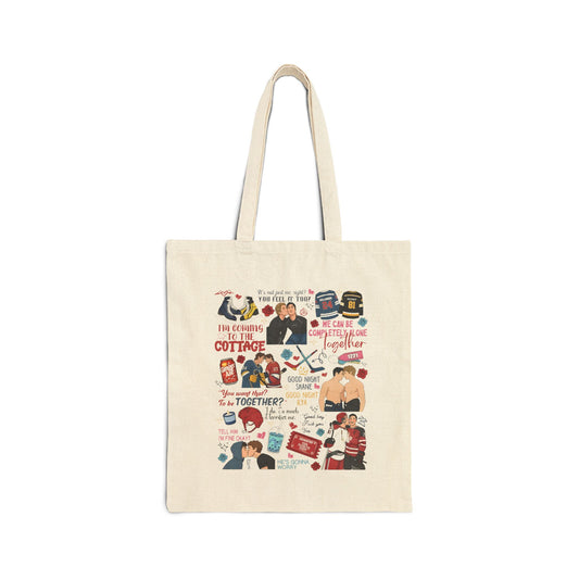 Canvas Tote Bag — Cute Illustrated Collage Design (Custom Print)