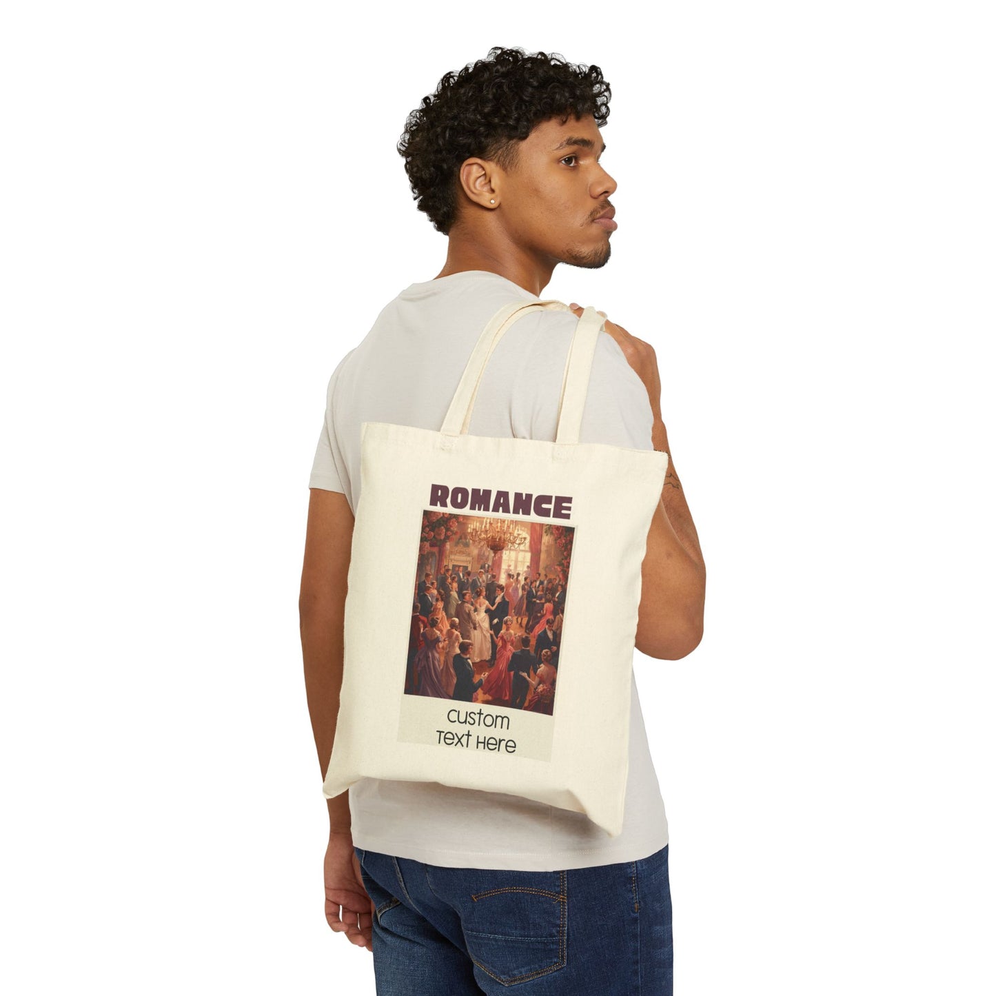 ROMANCE Regency Ballroom Tote Bag — Vintage Aesthetic Book Lover Tote— Custom Text Optional
