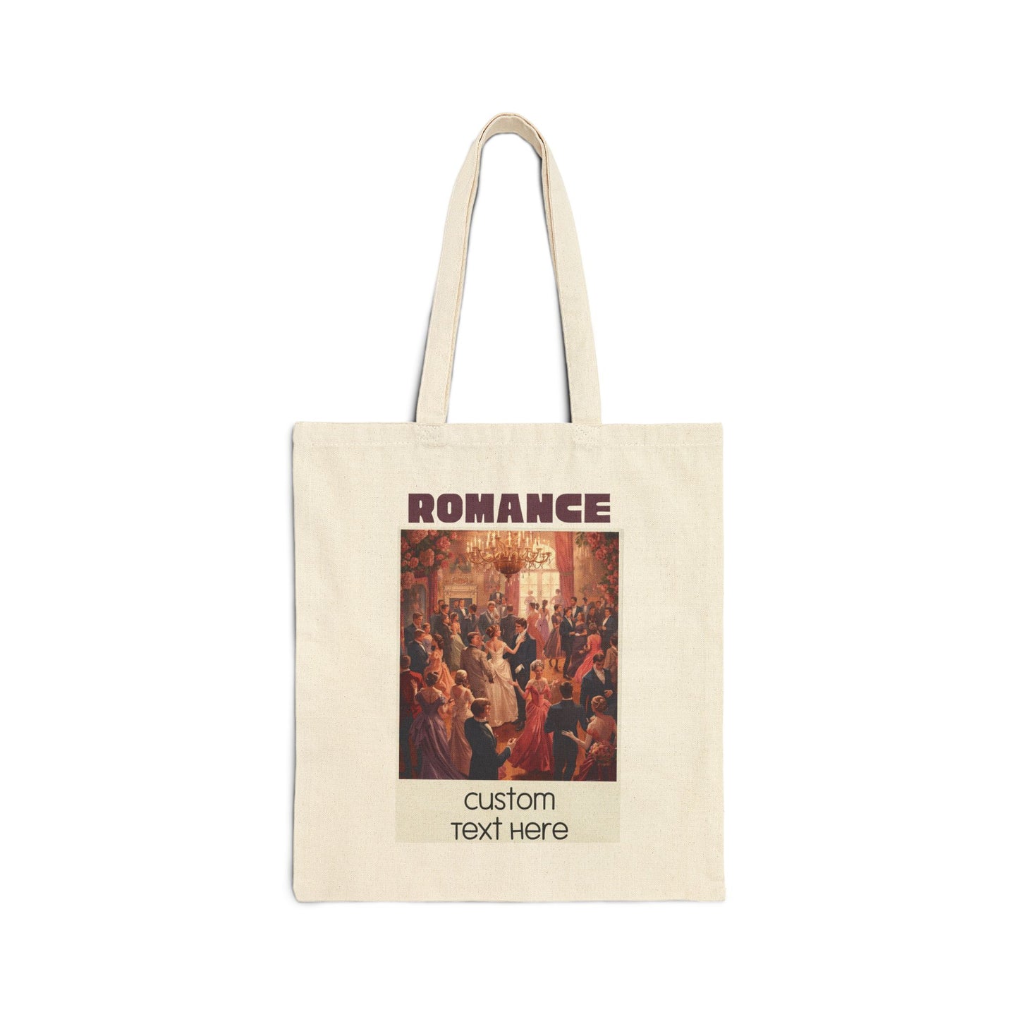 ROMANCE Regency Ballroom Tote Bag — Vintage Aesthetic Book Lover Tote— Custom Text Optional