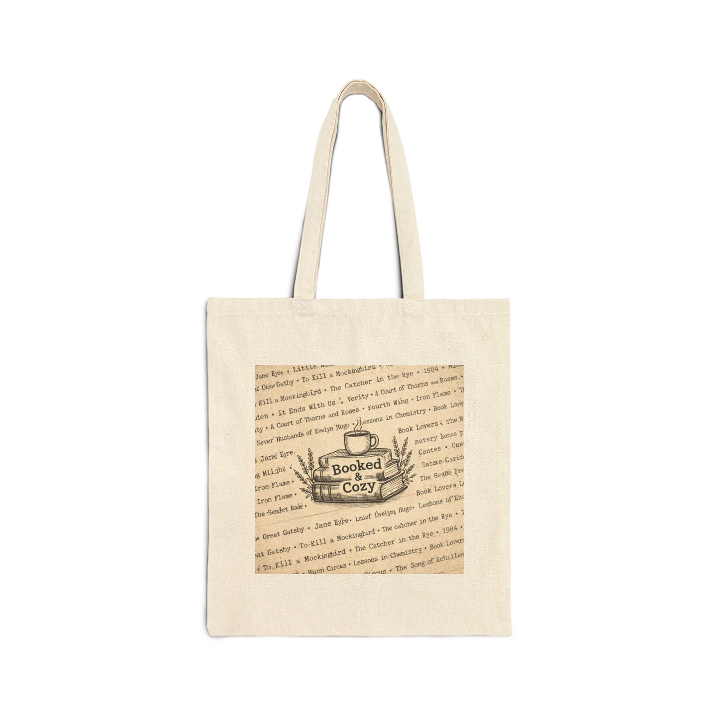 Bookish Cotton Tote Bag – "Booked & Cozy" Library Canvas Tote, Personalized Book Lover Gift