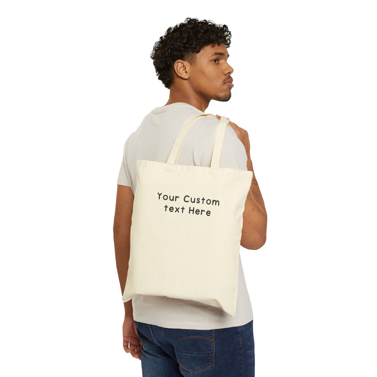 Heated Rivalry Hockey Illustration Cotton Tote — Custom Text Canvas Bag